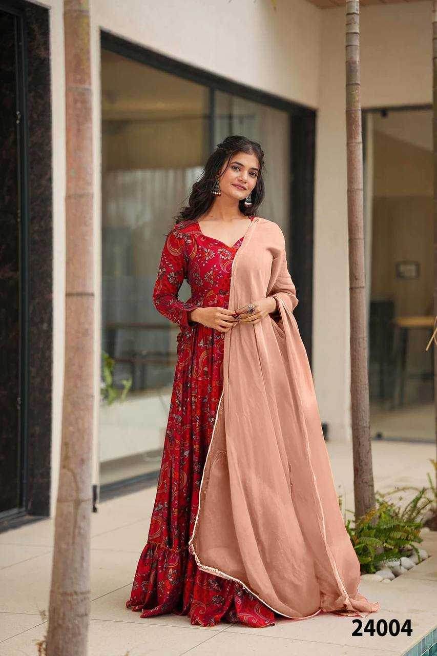 Elegant Heavy Rayon Gown with Exquisite Prints - MYLUXURY LANE ENTERPRISE